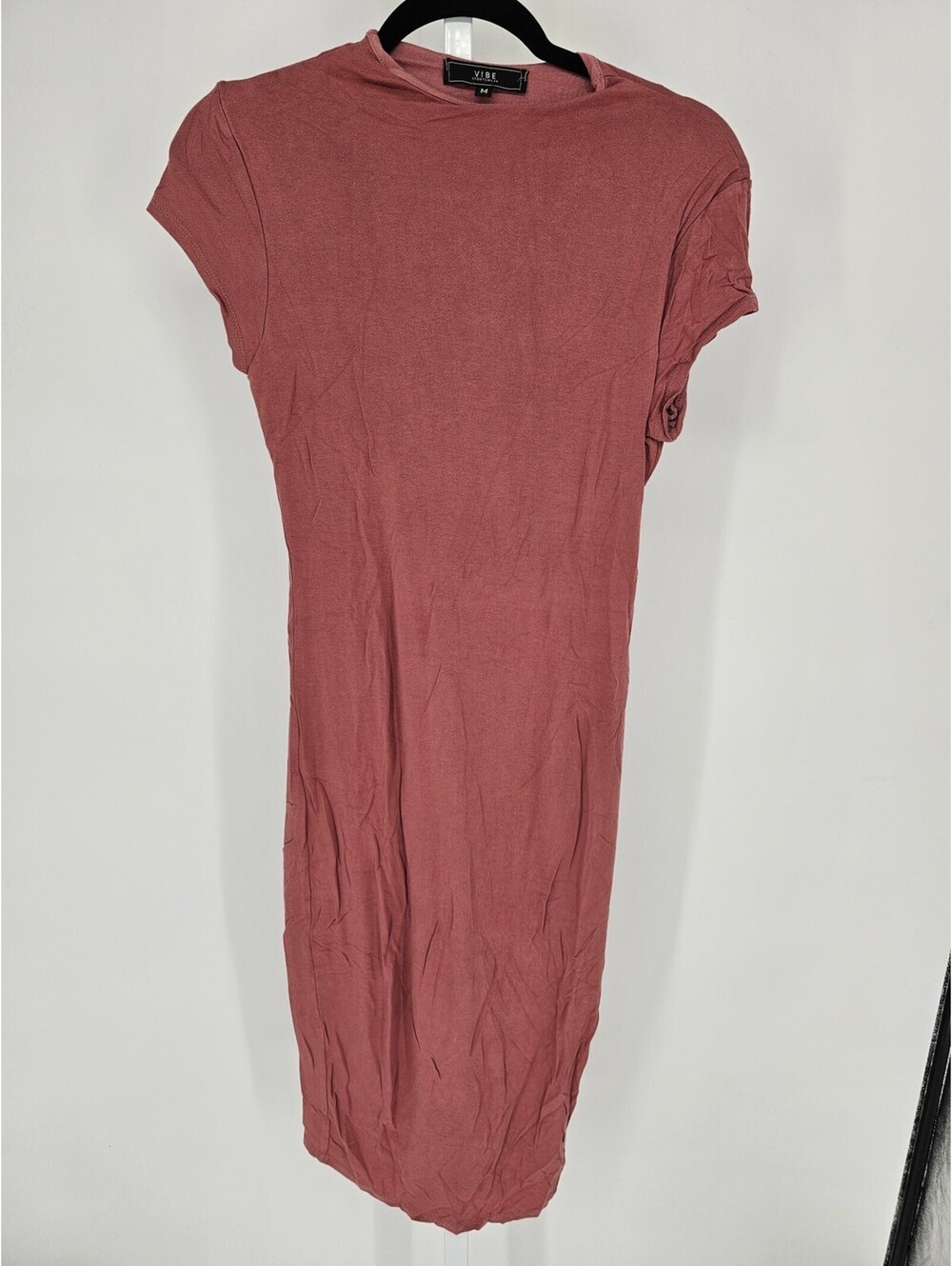 Vibe Sportswear Womens Sz M Midi Length Shirt Dress Dusty Rose Pink
